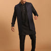 Men's Black Viscose Regular Jacket  Kurta and Pyjama Set