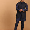 Men's Navy Blue Viscose Regular Jacket  Kurta and Pyjama Set