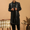 Men's Black Viscose Straight Jacket  Kurta and Pyjama Set
