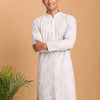 Men's Aqua Georgette Straight Kurta