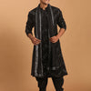 Men's Black Georgette Straight Kurta and Dhoti Pant  Dupatta