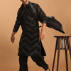 Men's Black Georgette Straight Kurta and Patiala Set