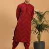 Men's Maroon Georgette Straight Kurta and Dhoti Set