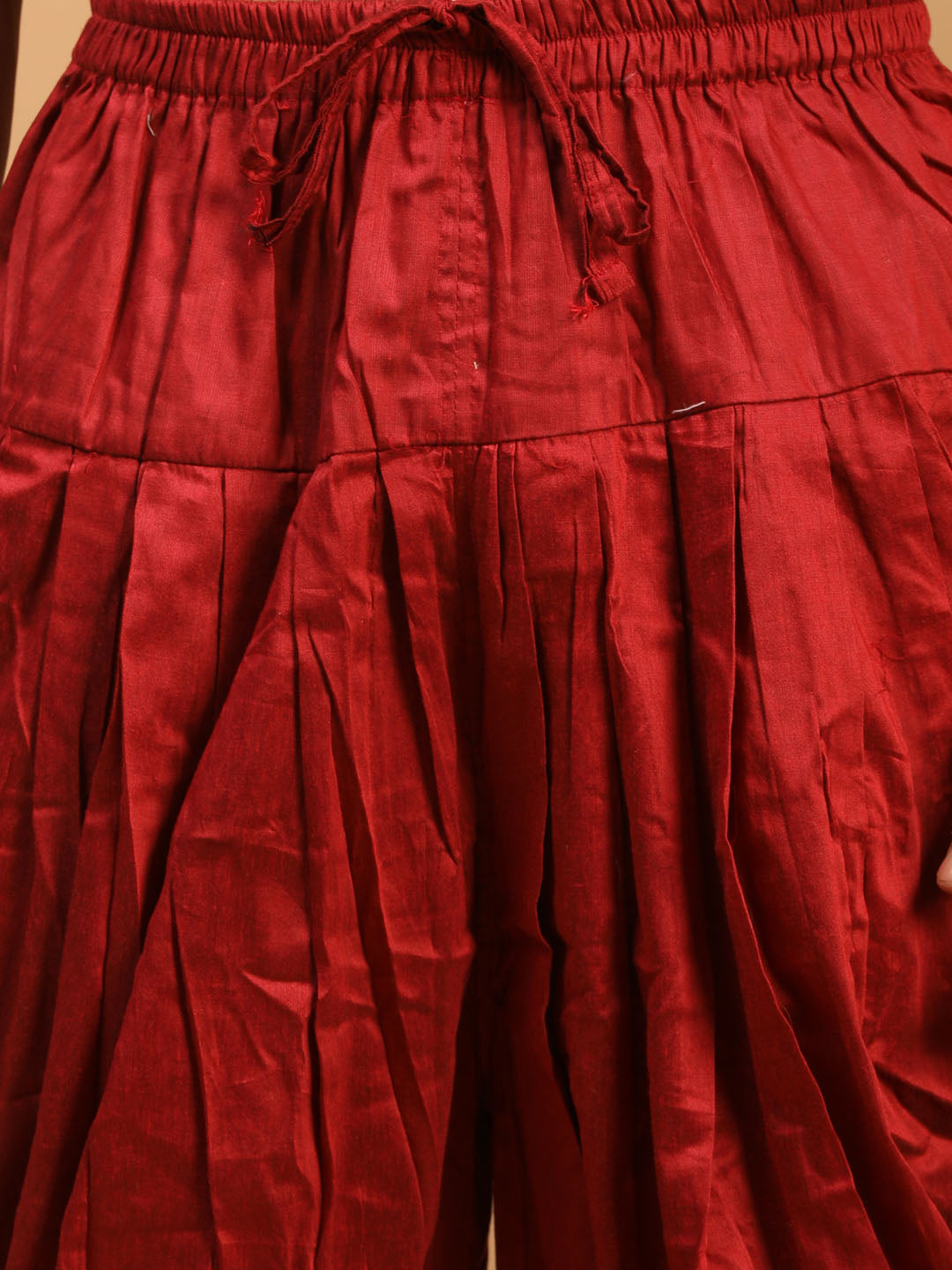 Men's Maroon Georgette Straight Kurta and Dhoti Set