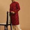 Men's Maroon Georgette Straight Kurta and Patiala Set