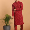 Men's Maroon Georgette Straight Kurta Pyjama Set