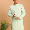 Men's Mint Green Georgette Straight Kurta