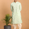 Men's Mint Green Georgette Straight Kurta and Dhoti Set