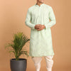 Men's Mint Green Georgette Straight Kurta and Dhoti Set