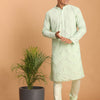 Men's Mint Green Georgette Straight Kurta Pyjama Set