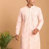 Men's Pink Georgette Straight Kurta