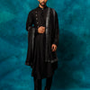 Men's Black Viscose Blend Asymmetric Kurta  Pyjama & Dupatta Set