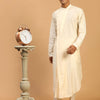 Men's Cream Viscose Blend Asymmetric Kurta Pyjama Set