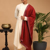 Men's Cream Viscose Blend Asymmetric Kurta  Pyjama & Dupatta Set