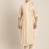 Men's Cream Viscose Blend Asymmetric Kurta Pyjama Set