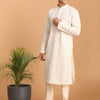Men's Cream Georgette Straight Kurta Pyjama Set