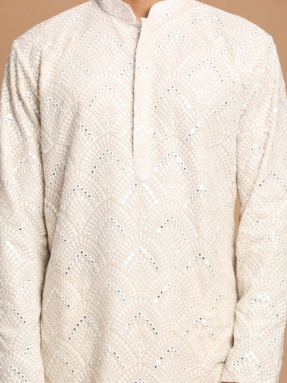 Men's Grey Georgette Straight Kurta Pyjama Set