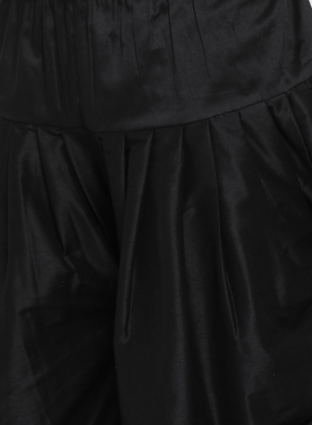 Men's Black Viscose Straight Kurta and Dhoti Set