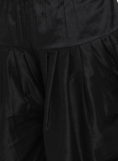 Men's Black Viscose Straight Kurta and Dhoti Set