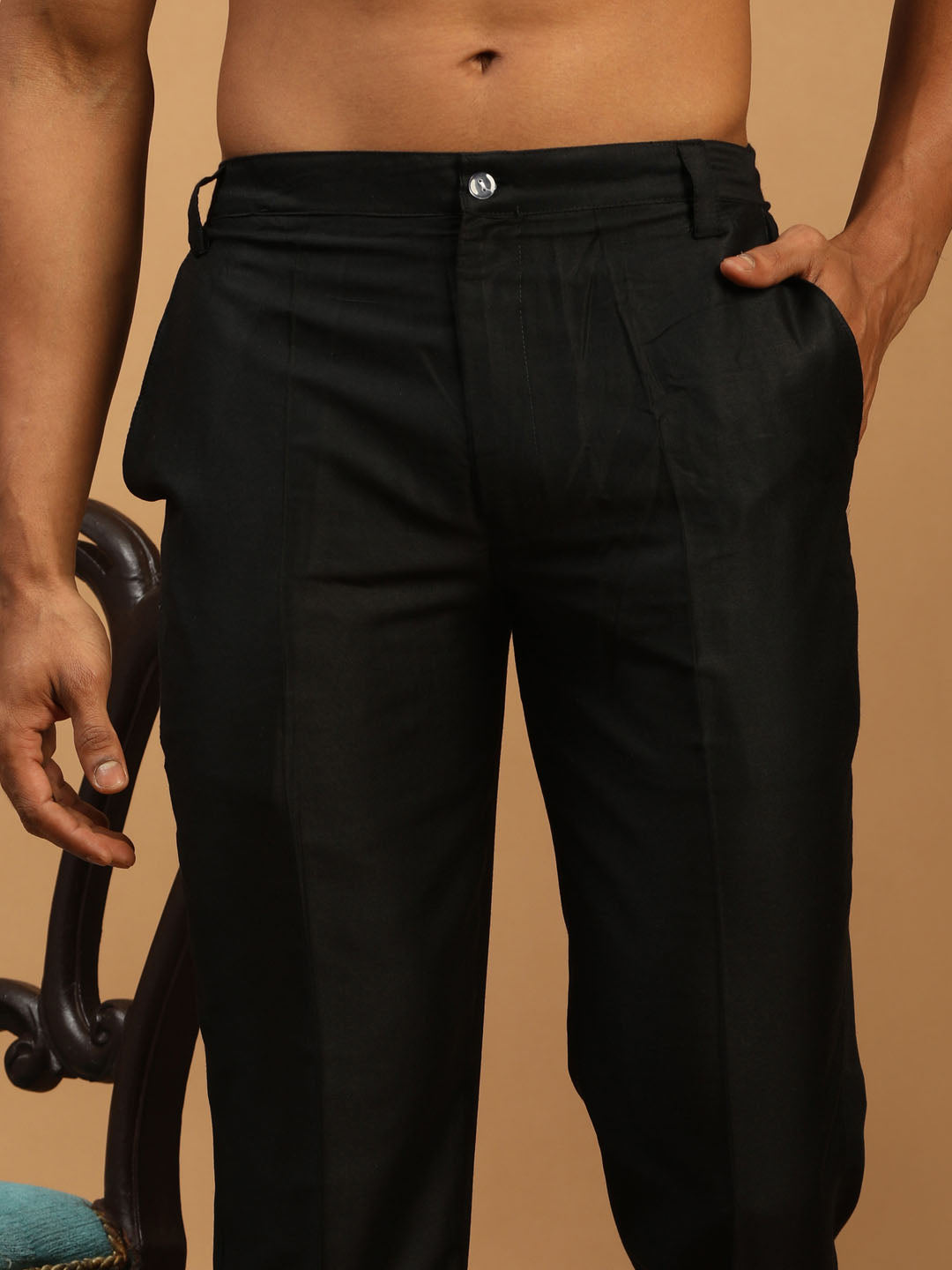 Men's Black Viscose Straight Kurta Pyjama Set