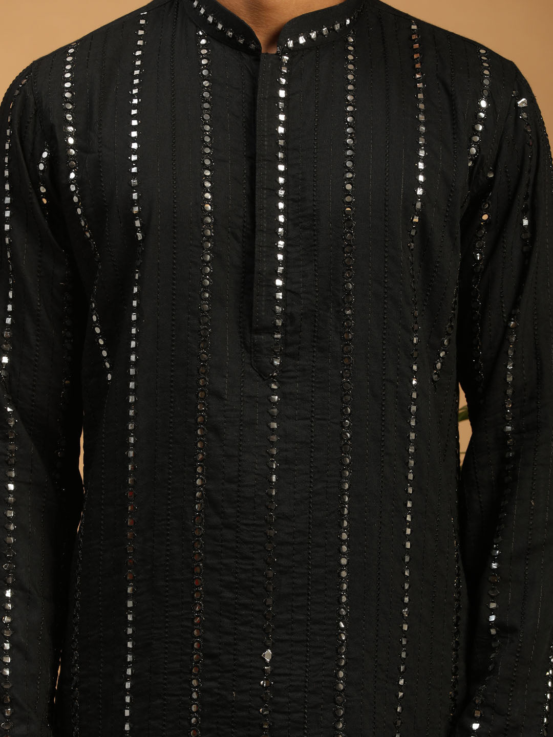 Men's Black Viscose Straight Kurta  Pyjama & Dupatta Set