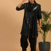 Men's Black Viscose Straight Kurta and Patiala Set