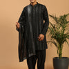 Men's Black Viscose Straight Kurta and Patiala Set