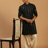 Men's Black Viscose Straight Kurta and Patiala Set