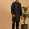 Men's Black Viscose Straight Kurta Pyjama Set