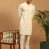 Men's Cream Viscose Straight Kurta Pyjama Set