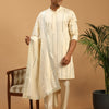 Men's Cream Viscose Straight Kurta  Pyjama & Dupatta Set