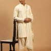 Men's Cream Viscose Straight Kurta and Patiala Set