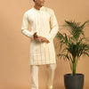 Men's Cream Viscose Straight Kurta Pyjama Set