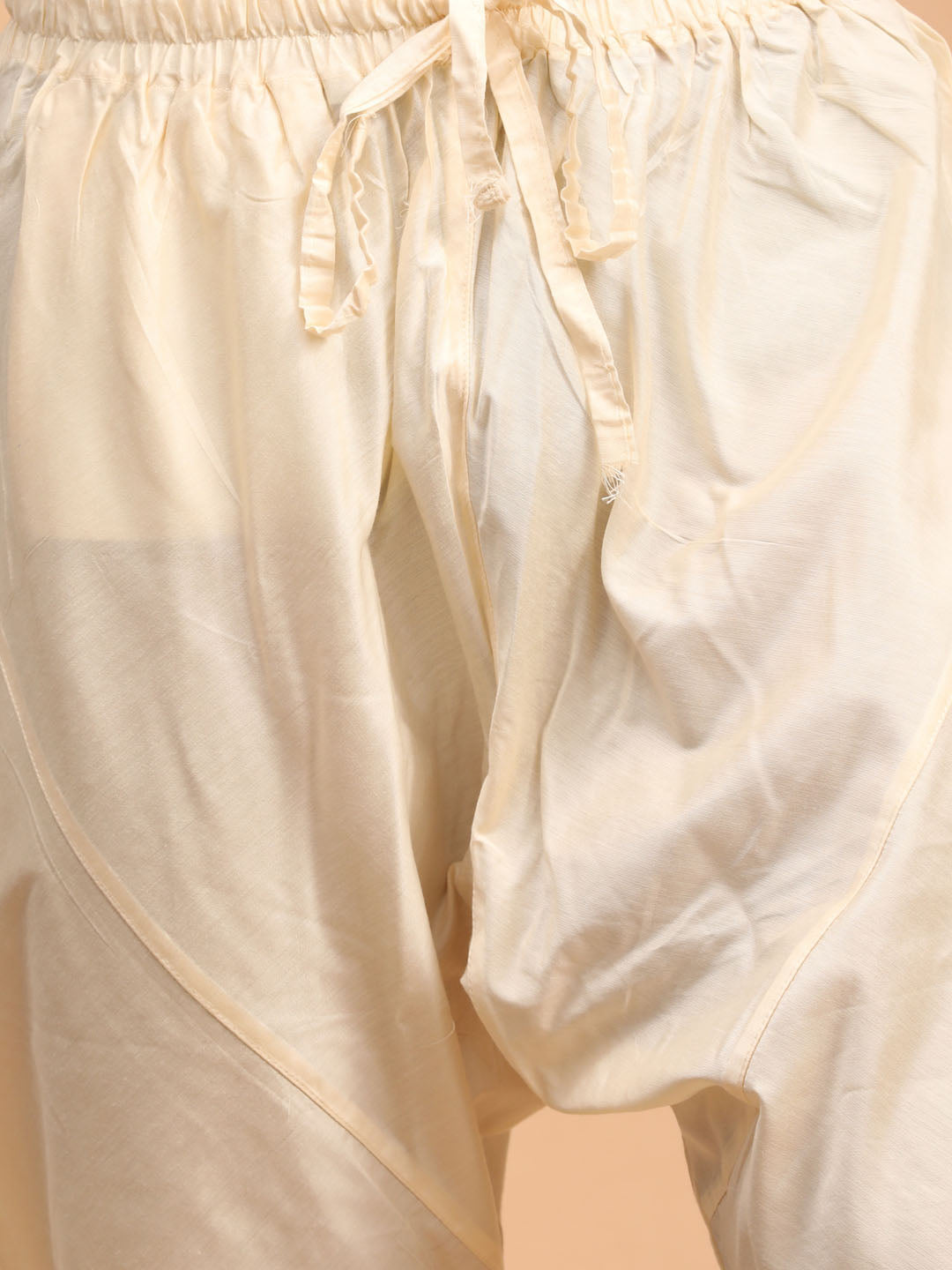 Men's Cream Viscose Straight Kurta Pyjama Set