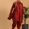 Men's Maroon Viscose Straight Kurta and Dhoti Set