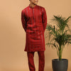 Men's Maroon Viscose Straight Kurta Pyjama Set