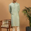 Men's Green Cotton Blend Straight Kurta Pyjama Set