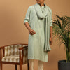 Men's Green Cotton Blend Straight Kurta  Pyjama & Dupatta Set
