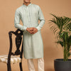 Men's Green Cotton Blend Straight Kurta Pyjama Set