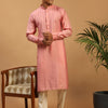 Men's Pink Cotton Blend Straight Kurta Pyjama Set
