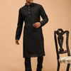 Men's Black Viscose Straight Kurta Pyjama Set