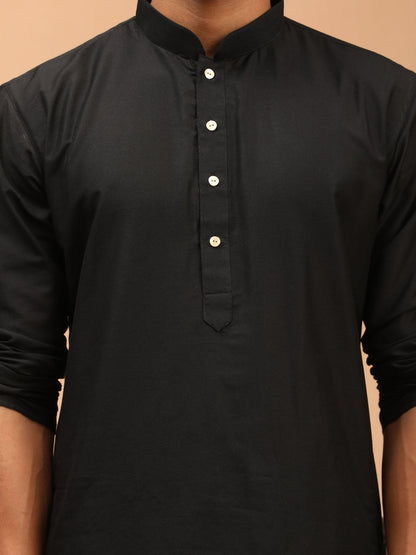Men's Black Viscose Straight Kurta Pyjama Set