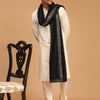 Men's Cream Viscose Straight Kurta  Pyjama & Dupatta Set