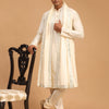 Men's Cream Viscose Straight Kurta  Pyjama & Dupatta Set