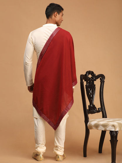 Men's Cream Viscose Straight Kurta  Pyjama & Dupatta Set