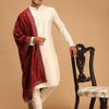 Men's Cream Viscose Straight Kurta  Pyjama & Dupatta Set