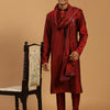 Men's Maroon Georgette Straight Kurta Pyjama Set
