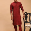 Men's Maroon Viscose Straight Kurta Pyjama Set