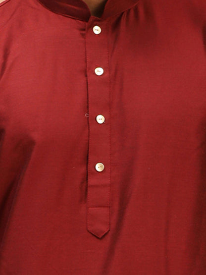 Men's Maroon Viscose Straight Kurta Pyjama Set