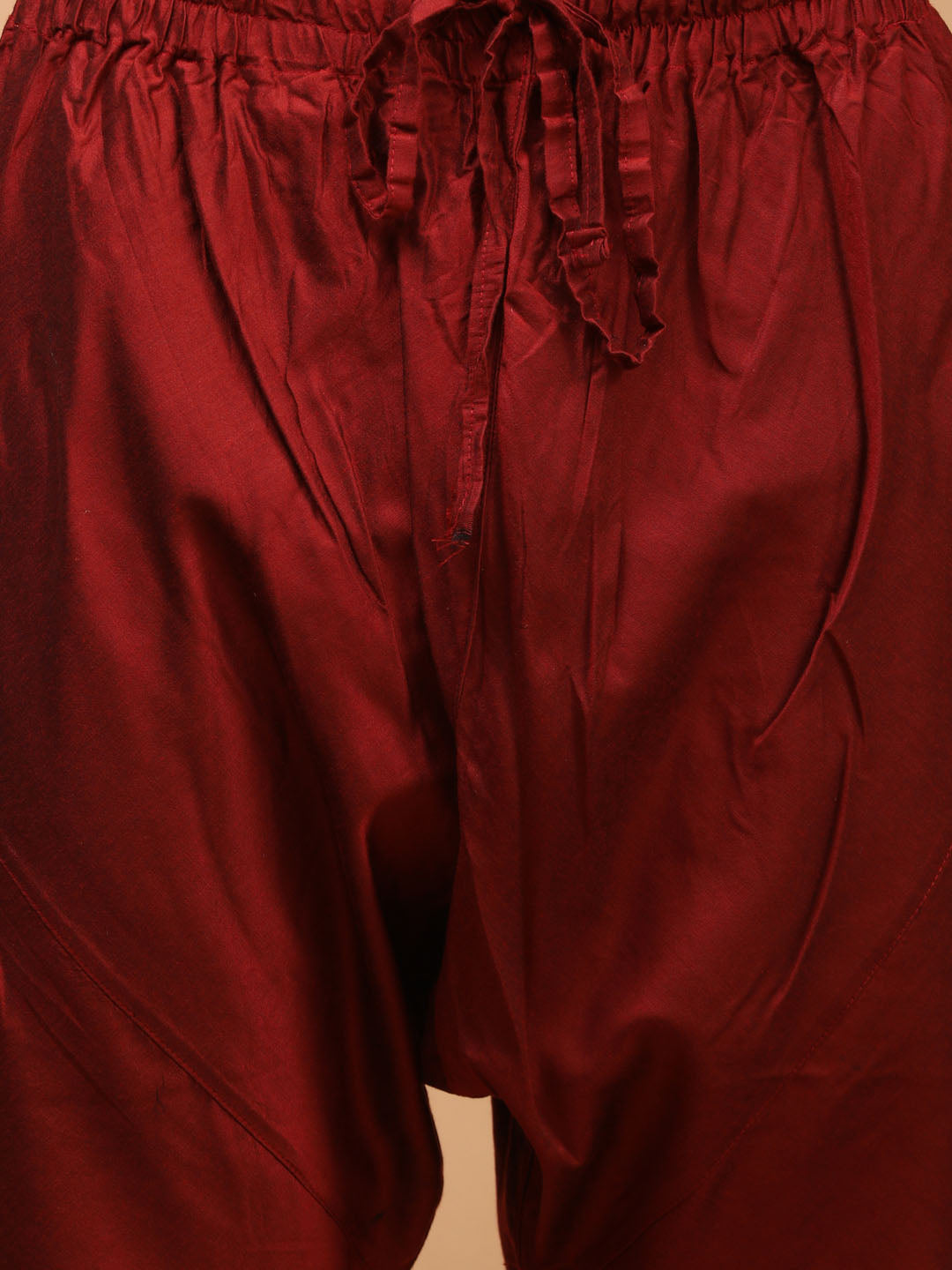 Men's Maroon Viscose Straight Kurta Pyjama Set